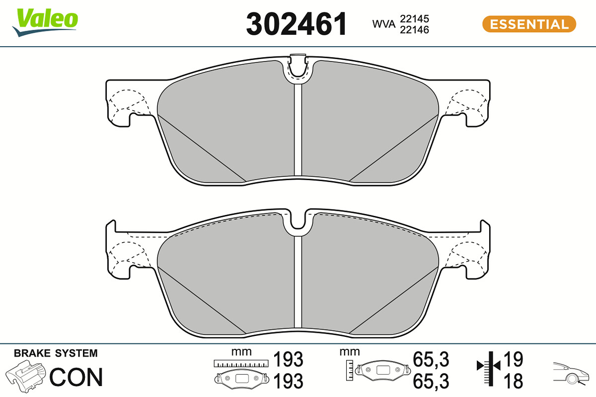 Jeu de 4 plaquettes de frein VALEO ref. 302461